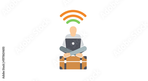 Man Sitting Cross Legged with Laptop.