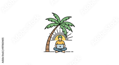 Man sitting cross-legged with laptop.