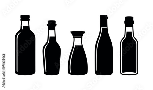 Olive oil bottles tall and round, balsamic vinegar bottle narrow neck, soy sauce bottle with cap, cooking wine bottle shape,
