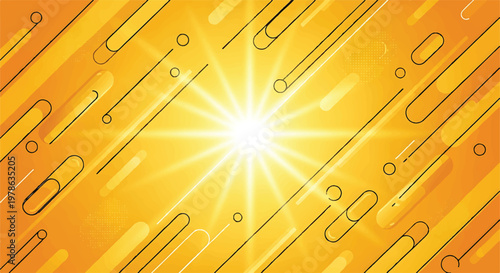 Abstract orange background with diagonal capsule lines and glowing sun background abstract geometric creative wallpaper illustration futuristic radiance diagonal template