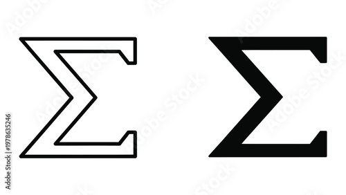Comparison of a thin and bold sigma symbol in uppercase greek alphabet