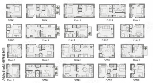 Collection of various architectural floor plans for homes.