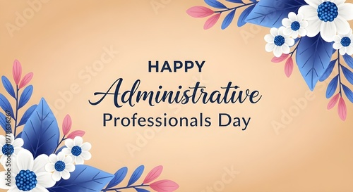 Happy administrative professionals day greeting with city skyline