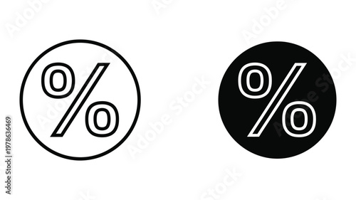 Contrasting percentage symbols on white and black circular backgrounds