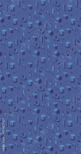 Vertical Blue wiggly American themed icons motion graphic background video