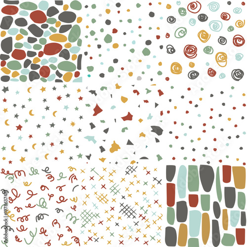 Hand drawn geometric patterns set