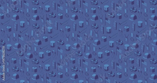 Blue wiggly American themed icons motion graphic background video