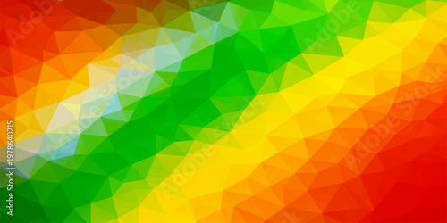 Abstract geometric rainbow pattern, a vibrant array of colors, created by a network of interconnected triangles.