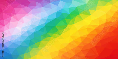 Vibrant geometric patterns in vivid rainbow colors forming a dynamic and artistic background. 