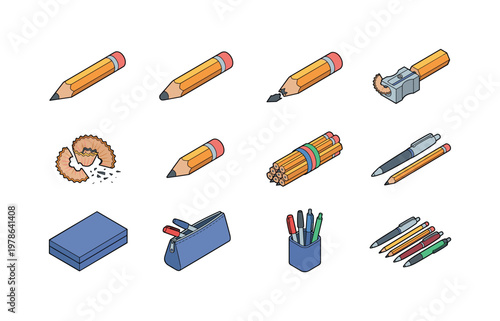 Pencil with sharp tip, dull pencil tip, broken pencil tip, pencil sharpening, pencil shavings, pencil stub, pencil set bundle, pen