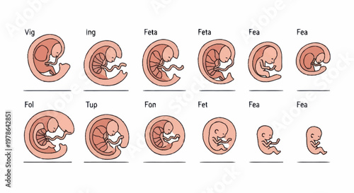 Human Embryonic Development Stages Illustration.