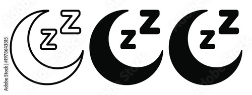 Three crescent moons with "Zzz" symbols indicating sleep or rest