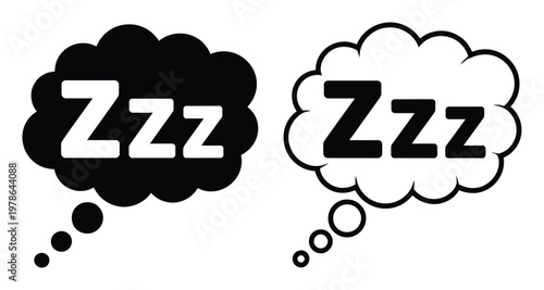 Two Speech Bubbles with "Zzz" Symbolizing Sleep or Dreams