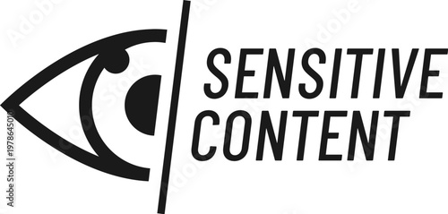 Sensitive content, hidden material icon or pictogram. Censored media sign, sensitive content or data video icon. Graphic restricted photo warning pictogram