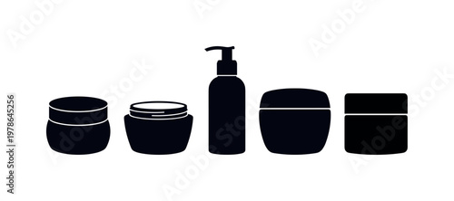 Moisturizer jar round container with lid, face cream tub wide opening, lotion pump bottle tall form, gel cream jar smooth shape,