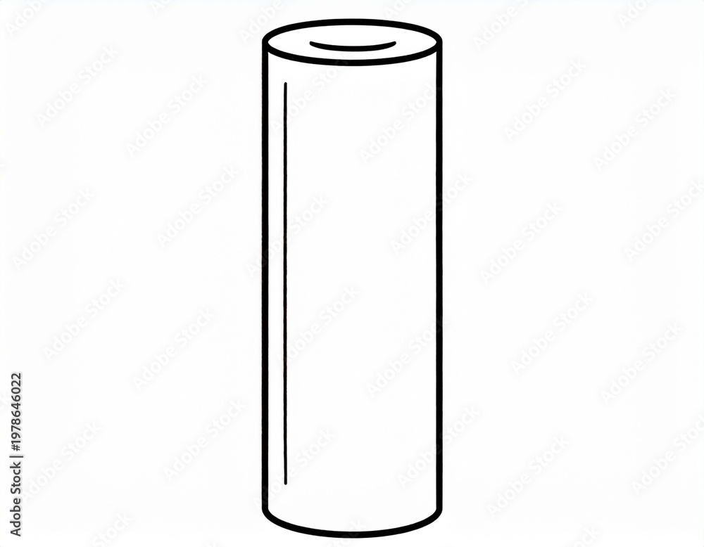 Fototapeta premium A simple black-and-white line drawing of a vertical cylinder like a paper towel roll. Ai