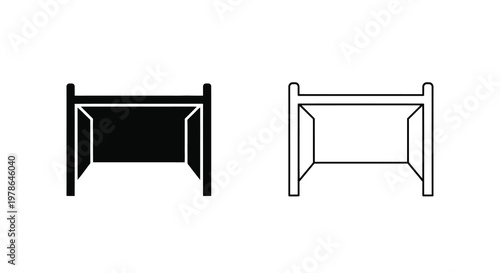 Two minimalist goalpost illustrations one filled one outlined
