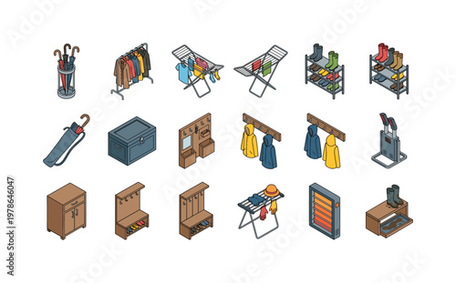 Umbrella stand holder, coat hanger rack, drying rack for clothes, shoe rack for wet boots, umbrella storage bag, rain gear storage