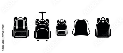 School backpack classic double strap design, rolling backpack with extended handle, compact mini backpack small size, drawstring