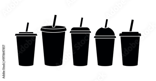 Soft drink cup with straw lid, soda cup large size tapered form, milkshake cup tall with straw, takeaway drink cup dome lid,