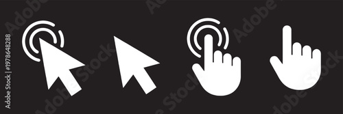 Quadro su tela Computer cursor icon set with hand gestures and clicking mouse symbols for interface