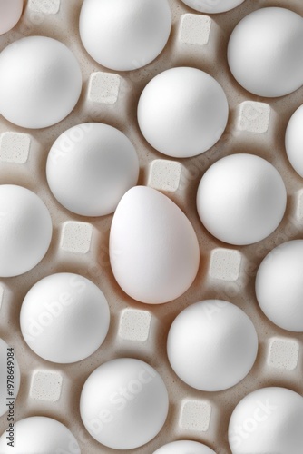 top view of white eggs in egg cartons