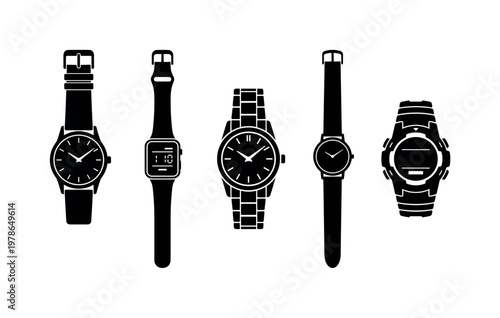 Collection of diverse wristwatches displayed in a clean, minimalist style