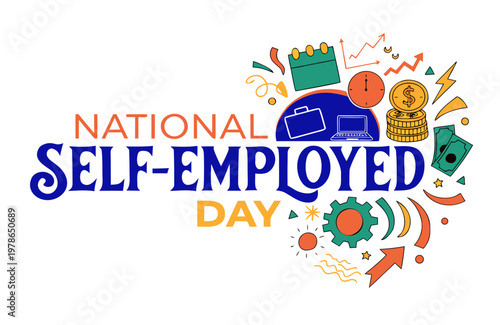 NATIONAL SELF-EMPLOYED DAY vector illustration isolated on white background