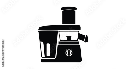 A black silhouette of a food processor kitchen appliance detail silhouette