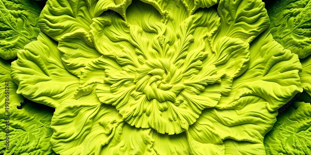 Obraz premium Infinitely repeating cabbage pattern, fractal-like structure, macro, digital art