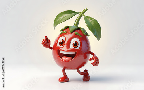 Cheerful cherry character a whimsical and playful fruit mascot illustration