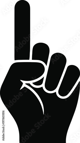 Black silhouette of a hand showing middle finger