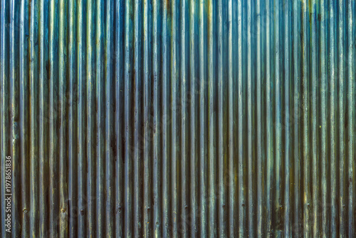 Colorful corrugated galvanized metal wall background texture