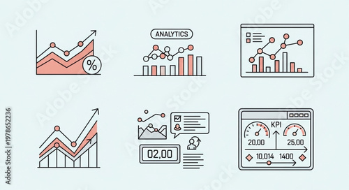 Set of Hand Drawn Data Analytics Chart Icons.