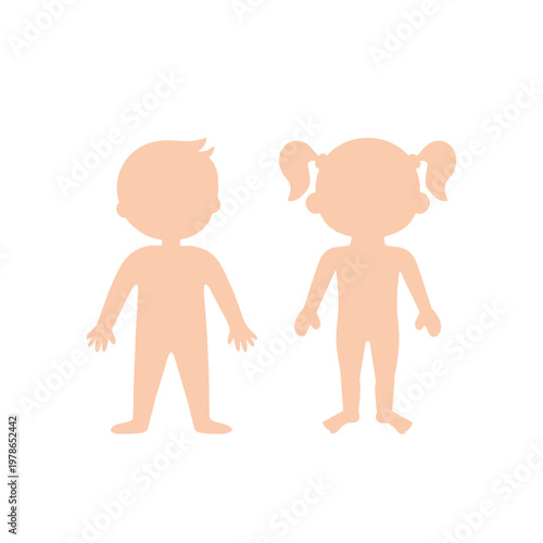 Silhouettes of a boy and a girl on a white background. Vector illustration
