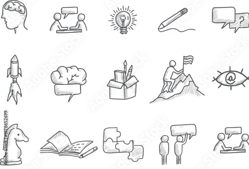 Marketing content design with rocket ship and cloud symbols vector