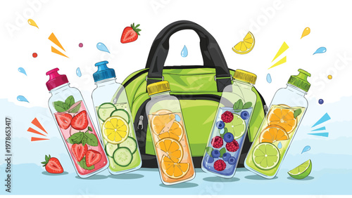 Healthy Hydration & Fitness Bag - Infused Water Bottles for Gym & Sports