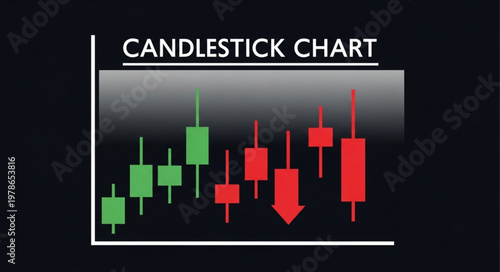 Red and Green Candlestick Financial Chart Illustration.