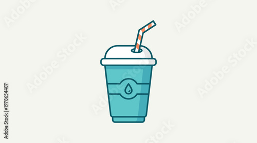 Refreshing Cold Beverage with Straw and Droplet Icon