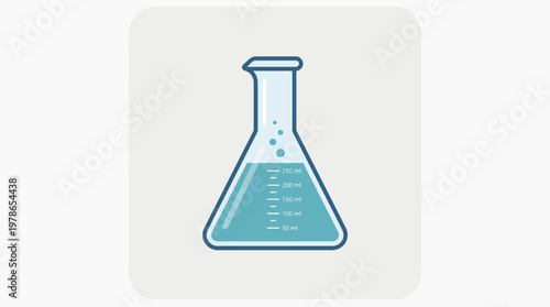 Laboratory flask containing a blue liquid, symbolizing science and research, with measurement markings