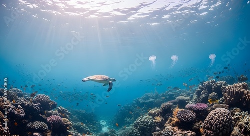 Meditation and healing background with mysterious light falling on the water surface