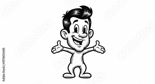 Smiling Cartoon Boy Giving Thumbs Up.