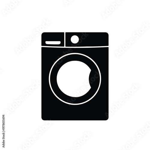 Black Washing Machine Vector Illustration Simple
