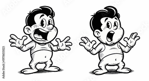Two cartoon boys expressing emotions freely.