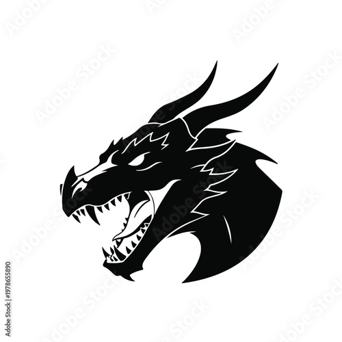 Dragon Fierce Black Dragon Head Illustration