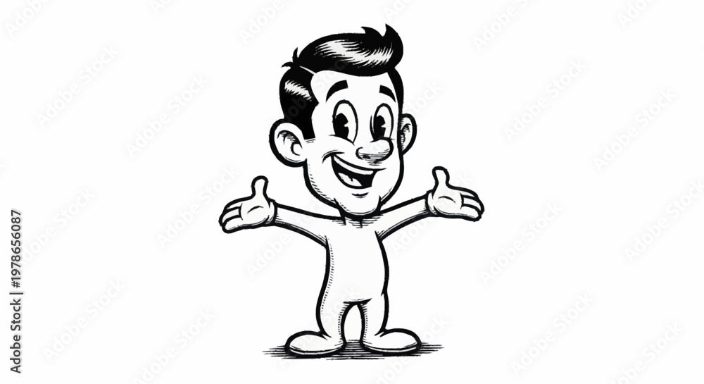 Fototapeta premium Smiling Cartoon Boy Giving Thumbs Up.