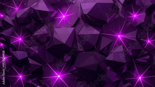 Futuristic abstract polygons in deep purple tones with neon violet highlights