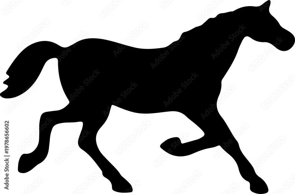 Fototapeta premium Horse silhouettes set, jumping, running and standing horses icons collection.
