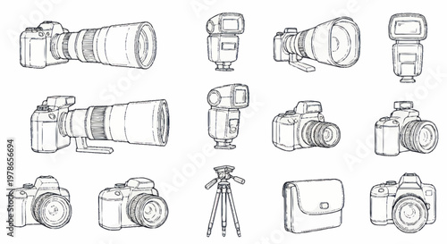 Cameras and photography equipment collection.