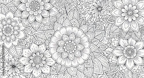 Black and white flower designs.